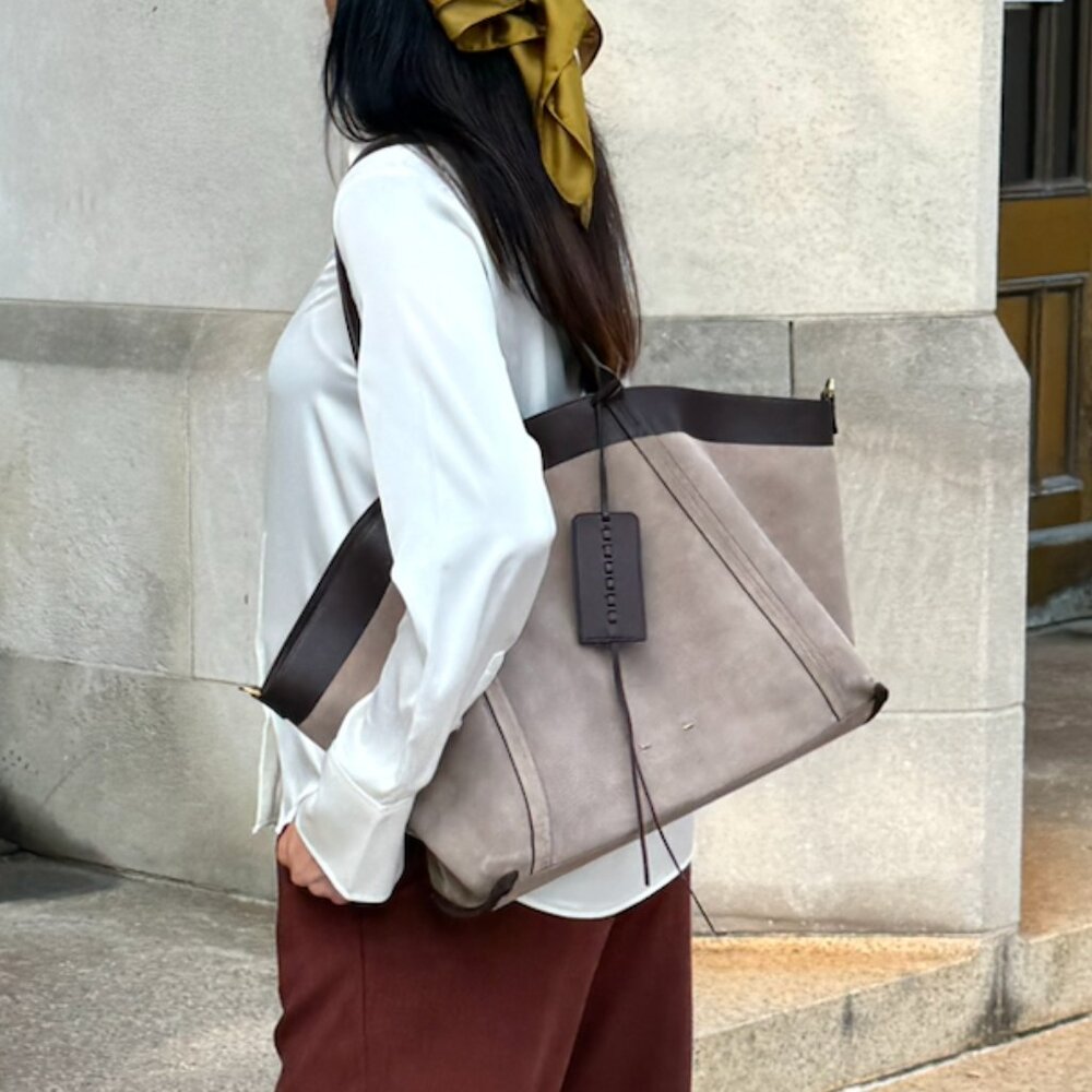 Brera Convertible Tote Bag Large in Dutch Calfskin and Suede - Fabrique